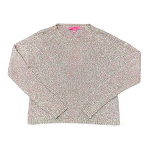 Lilly Pulitzer Hemmings Sparkle Knit Sweater Pink Gold Blue Small